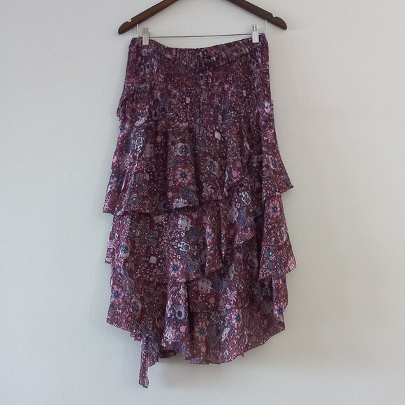 ISABEL MARANT ETOILE NWT Brigitte Plum tiered moto boho asymetrical skirt - Picture 12 of 15